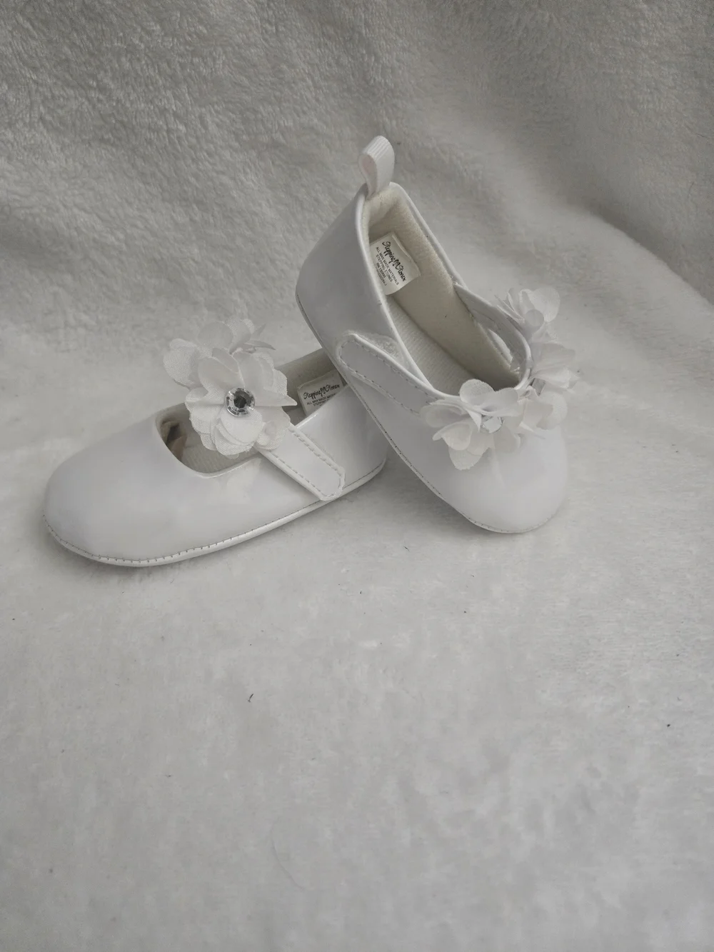 Stepping Stones Baby Girl  White Floral Toddler Mary Jane Shoes Size 2